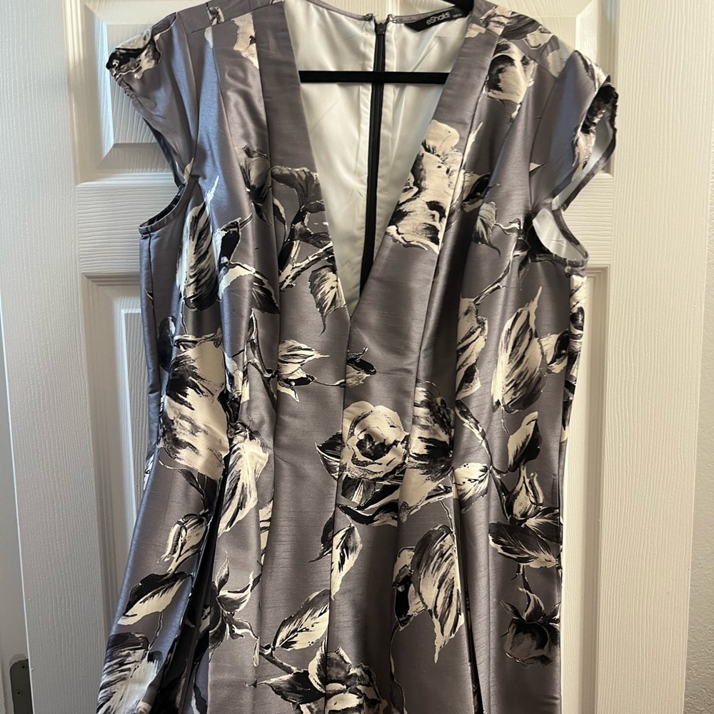 Silver grey deep V cocktail dress